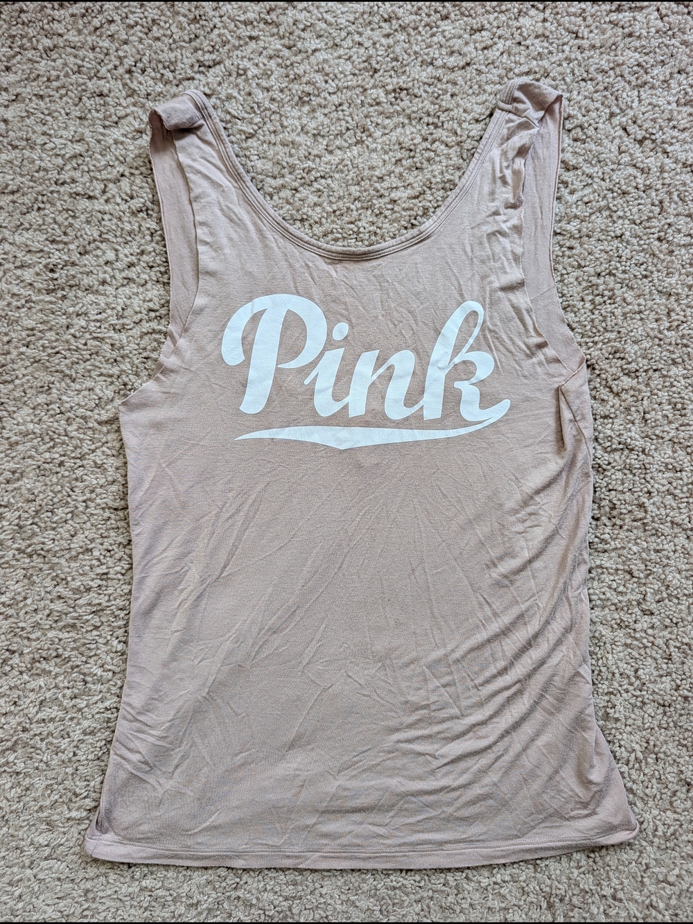 PINK Victoria's Secret Womens Blush Pink Brand Scoop Neck Tank Top Size XS